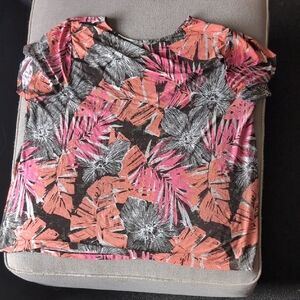 Floral Print Women's Top - Pink and Black